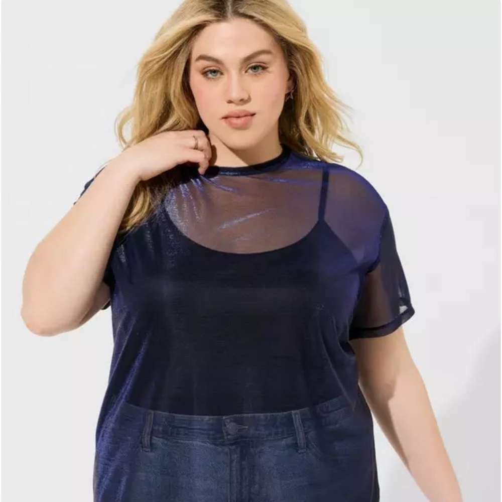 OIL SLICK MESH CREW NECK RELAXED TEE size 5
